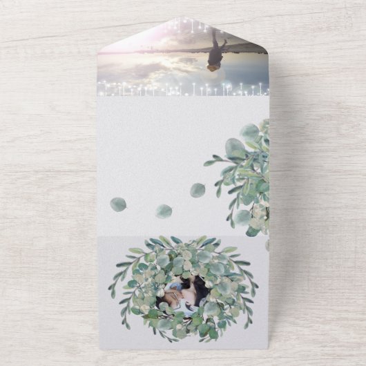 Eucalyptus met ledematen in één keer all in one uitnodiging (Buitenkant)