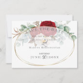 Eucalyptus met rode en witte pioenen kaart (Voorkant)