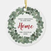 Eucalyptus met speciale startpagina van 1 jaar keramisch ornament (Voorkant)