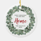 Eucalyptus met speciale startpagina van 1 jaar keramisch ornament (Achterkant)