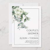 Eucalyptus met witte bloemen paar douche kaart (Voorkant)