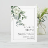 Eucalyptus met witte bloemen paar douche kaart (Staand voorkant)