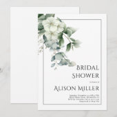 Eucalyptus met witte bloemen vrijgezellenfeest kaart (Voorkant / Achterkant)