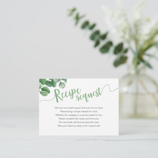 Eucalyptus Metselwerk Bruiloft Recept Verzoek Informatiekaartje (Staand voorkant)