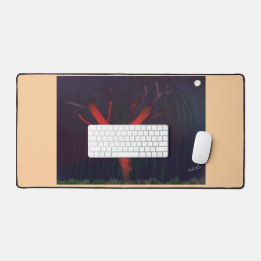 Eucalyptus Midnight Desk Mat. Impressionist art. Bureaumat (Keyboard & Muis)