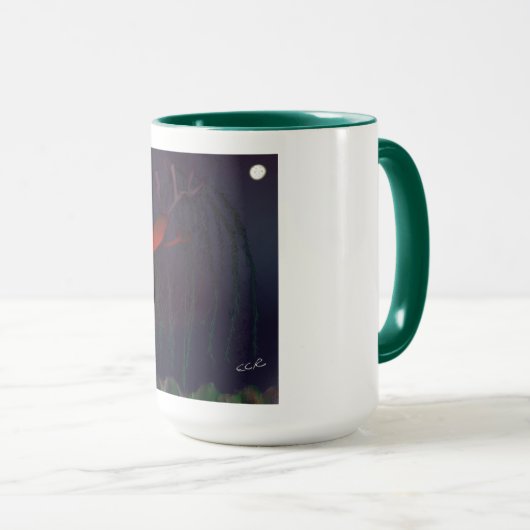Eucalyptus Midnight Mug. Impressionist art. Mok (Voorkant rechts)