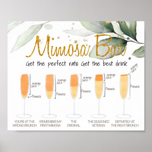 Eucalyptus Mimosa Bar Bridal brunch Sign Poster (Voorkant)