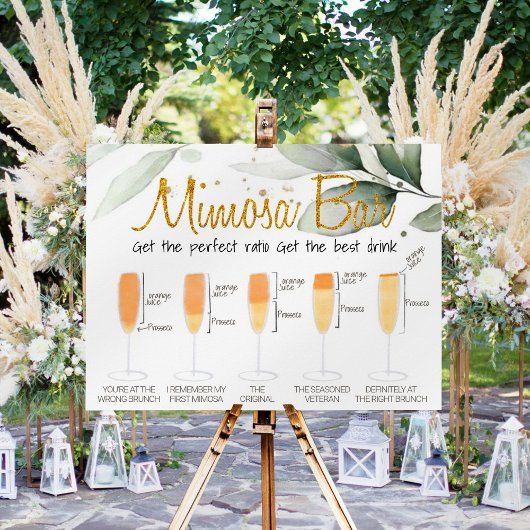 Eucalyptus Mimosa Bar Bridal brunch Sign Poster