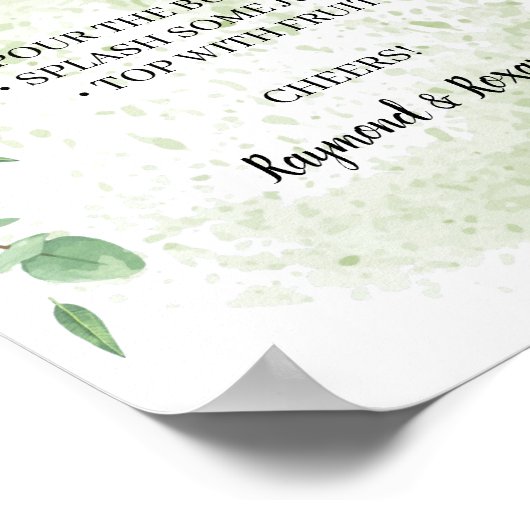 Eucalyptus Mimosa Bar Vrijgezellenfeest Weddenscha Poster (Hoek)