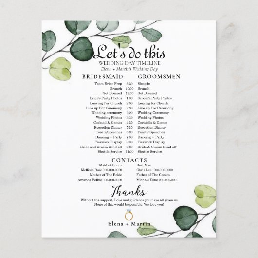 Eucalyptus Minimal Weddenschap Tijdlijn (Achterkant)