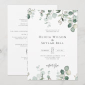 Eucalyptus Minimale botanische QR bij één bruiloft Kaart (Voorkant / Achterkant)