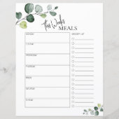 Eucalyptus Minimale Script Text Weekly Meal Planne (Voorkant)