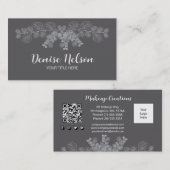 Eucalyptus Minimalist Grey Line Art QR-code Visitekaartje (Voorkant / Achterkant)