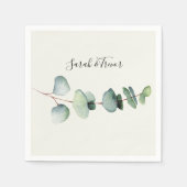 Eucalyptus Minimalist Weddenschap Cocktail Napkin Servet (Voorkant)
