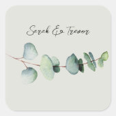 Eucalyptus Minimalist Weddenschap Cocktail Napkin Vierkante Sticker (Voorkant)