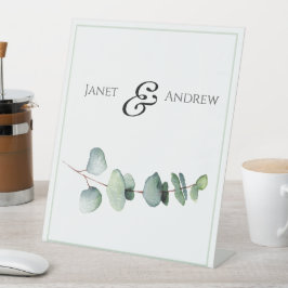 Eucalyptus Minimalist Wedding Stand-up Sign Reclamebord Met Voetstuk