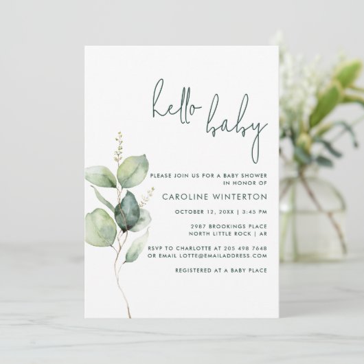 eucalyptus minimalistisch Baby shower Kaart (Staand voorkant)