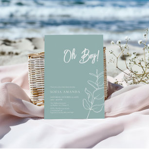 EUCALYPTUS minimalistisch blauw pastel Baby shower Kaart