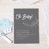 EUCALYPTUS minimalistisch grijs Baby shower Kaart
