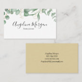 Eucalyptus minimalistisch groen en goud business c visitekaartje (Voorkant / Achterkant)