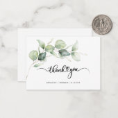Eucalyptus minimalistisch script bruiloft dank u notitiekaartje (Voorkant / Achterkant in situ)