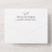 Eucalyptus Minimalistische Kalligrafie Bruiloft All In One Uitnodiging (Achterkant)