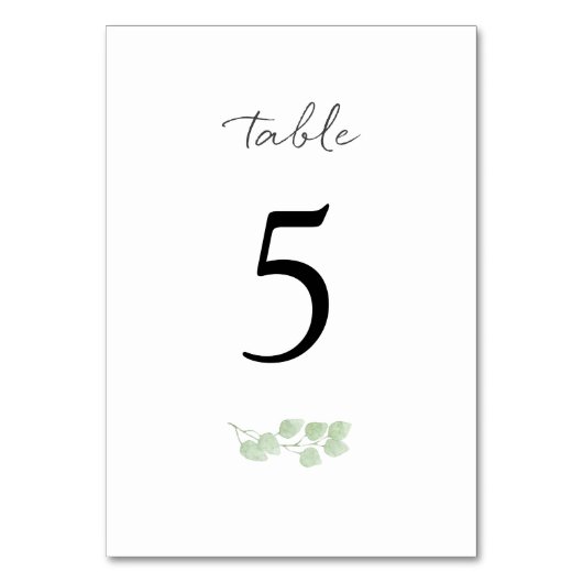 Eucalyptus minimalistische tabelnummers kaart (Achterkant)