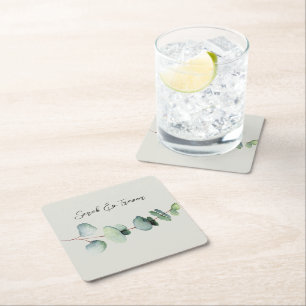 Eucalyptus Minimalistische Waterverf Bruiloft  Kartonnen Onderzetters
