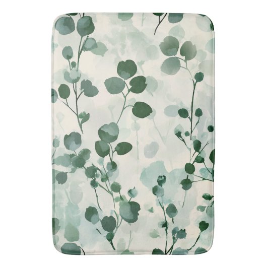 Eucalyptus Mint Waterverf Floral Badmat (Voorkant Verticaal)