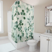 Eucalyptus Mint Waterverf Floral Douchegordijn (In situ)