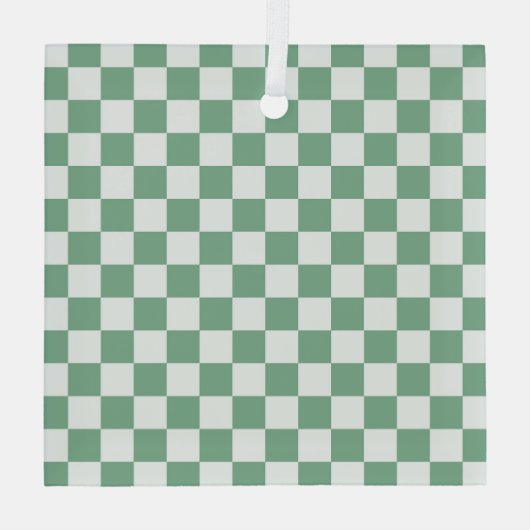 Eucalyptus mist checkerboard pattern glas ornament (Achterkant)