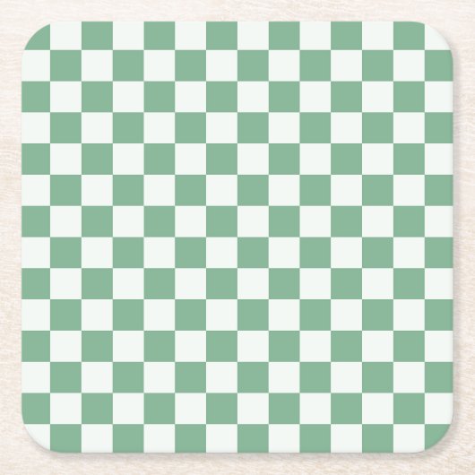 Eucalyptus mist checkerboard pattern kartonnen onderzetters (Voorkant)