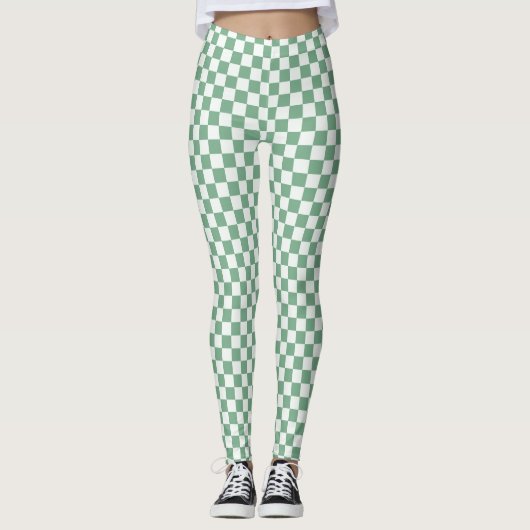 Eucalyptus mist checkerboard pattern leggings (Voorkant)