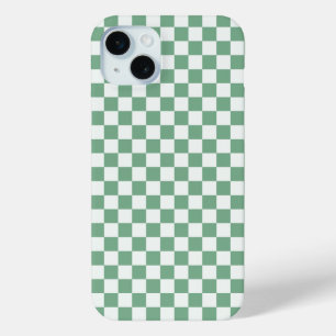 Eucalyptus mist schaakbordpatroon iPhone 15 mini hoesje
