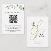 Eucalyptus Modern Ampersand Wedding Website QR Informatiekaartje (Voorkant / Achterkant)