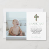 Eucalyptus Modern Baptism Photo Thank You Cards Kaart (Voorkant)