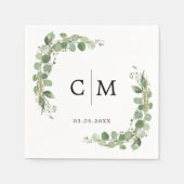 Eucalyptus Modern Calligraphy Monogram Weddenschap Servet (Voorkant)