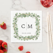 Eucalyptus Modern Calligraphy Monogram Weddenschap Servet (Insitu)