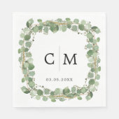 Eucalyptus Modern Calligraphy Monogram Weddenschap Servet (Voorkant)