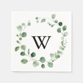 Eucalyptus Modern Calligraphy Monogram Weddenschap Servet (Voorkant)