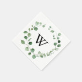 Eucalyptus Modern Calligraphy Monogram Weddenschap Servet (Hoek)