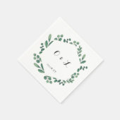 Eucalyptus Modern Calligraphy Monogram Weddenschap Servet (Hoek)