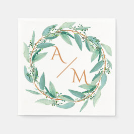 Eucalyptus Modern Calligraphy Monogram Weddenschap Servet