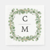 Eucalyptus Modern Calligraphy Monogram Weddenschap Servet (Voorkant)