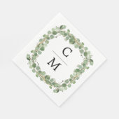 Eucalyptus Modern Calligraphy Monogram Weddenschap Servet (Hoek)