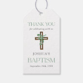 Eucalyptus Modern Cross Baptisme Dank je wel Cadeaulabel (Voorkant)