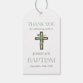 Eucalyptus Modern Cross Baptisme Dank je wel Cadeaulabel (Achterkant)