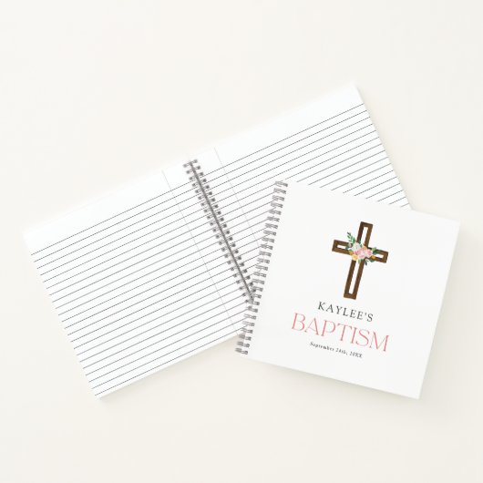 Eucalyptus Modern Cross Baptisme Guestbook Notitie Notitieboek (Binnen)