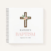 Eucalyptus Modern Cross Baptisme Guestbook Notitie Notitieboek (Voorkant)