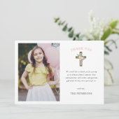 Eucalyptus Modern Cross-Baptisme Hartelijk dank Bedankkaart (Staand voorkant)